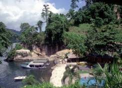 Blick von den Bungalows zur Jetty